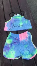 Niño conjunto de ropa para niños niñas verano estampado colorido Arco Iris deporte eslinga de los niños chaleco Top corto con espalda al aire corto pantalones chándales