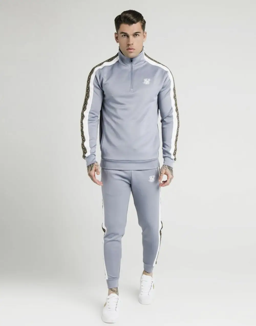 SikSilk панельные Racer 1/4 на молнии воронка шеи полный комплект-спортивный костюм