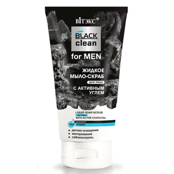 

Liquid soap-scrub for face with active corner black clean for men White