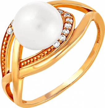 

Примаэксклюзив ring with pearls and cubic zirconia in red gold