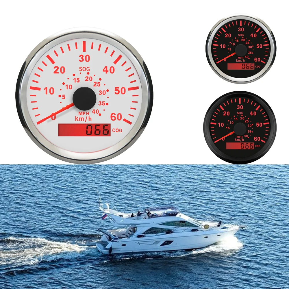 Universal 85mm (3 3/8'') 60KM/H 40MPH GPS Speedometer for Boat Yacht