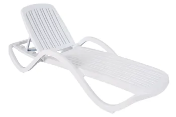 

Lounger CADIZ, arms, stackable white polypropylene