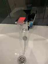 Faucet Sink-Tap Led-Waterfall Bathroom-Basin Hot-Water-Mixer Single-Handle Color Cold