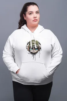 

Angemiel Wear Street Style Cat White Women 'S Hooded Sweatshirt