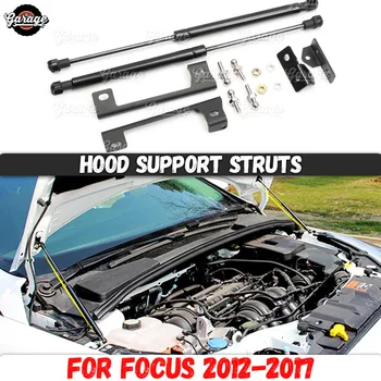 

Hood support struts case for Ford Focus 2012-2017 Stainless Steel molding 1 set / 2 pcs decoration car styling