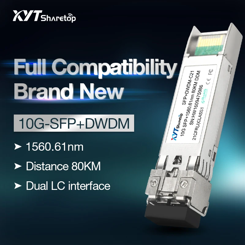Sharetop10G DWDM Оптический приемопередатчик модуль SFP+ 10G-DW C21 1560.61nm 80 км LC порт одномодовый Двойной волокно полная совместимость