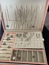 Joyero de terciopelo de doble capa, caja de almacenamiento de joyería europea de cuero de alta capacidad, soporte de joyería de gran espacio, caja de regalo