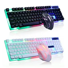 Para led backlit com fio teclado e mouse conjunto sentimento mecânico 104 keycaps gamer teclado para computador desktop computador portátil pc gamer