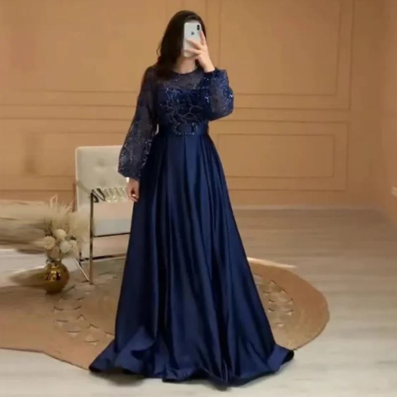 navy long dress