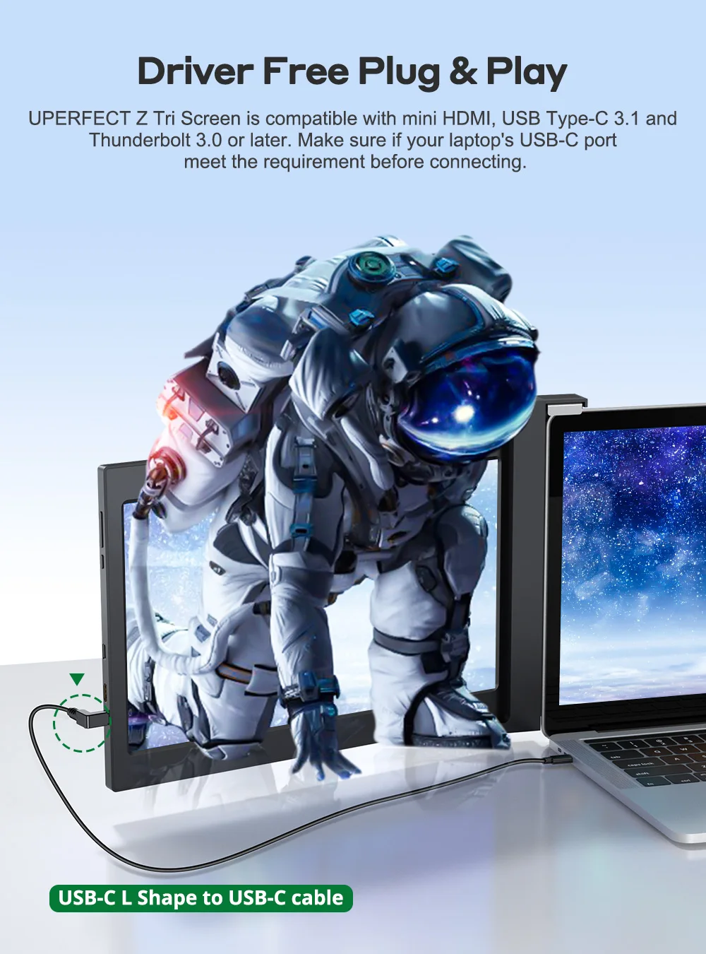 UPERFECT   Ʈ ȭ Ȯ HDMI/Type-C ÷  ÷ ӿ Ʈ  13.3 &-16& Windows Chrome Mac