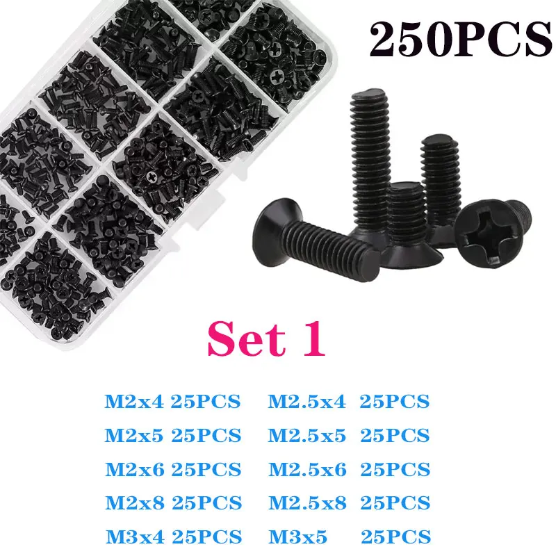 Laptop screw kit computer screw kit electronic repair screws phillips flat screw phillips head screw cross phillips screw new machine laptop screw flat head Phillips Drive accessories for repair computer electronic laptop screws kit M2 M3 screw set