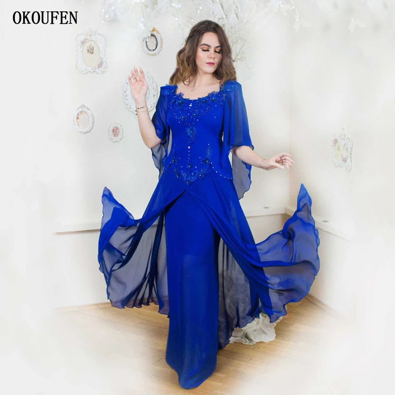 royal blue chiffon shawl