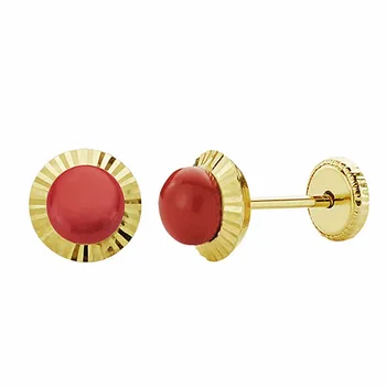 

18k gold earrings choral orla 6mm. Carved [AA1005]