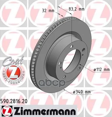 Тормозной Диск Zimmermann арт. 590.2816.20