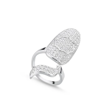 

Silver 925 Sterling Zircon Stone Pattern Nail Ring