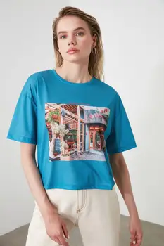 

Trendyol Printed Semi Fitted Knitted T-Shirt TWOSS20TS1349