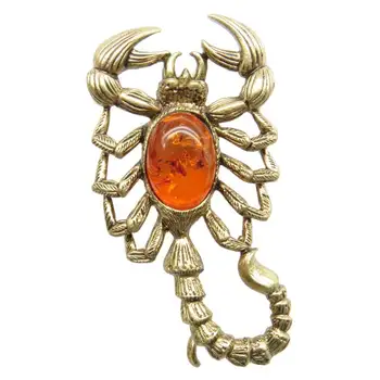 

Brooch large "scorpion" 5 cm Baltic Amber bronze brass rhinestones brooch 560 good things