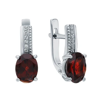 

Silver earrings with cubic zirconia and Garnet sunlight sample 925