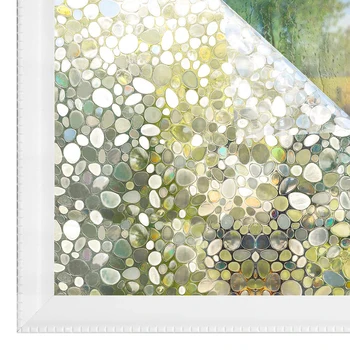 

Easy Install No Glue Privacy Window Film 3D Crystal Clear Pebble Static Stained Glass Window Film Self-Adhesive Glass Sticker