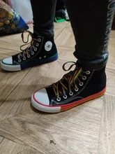 SWYIVY-zapatos informales con suela de arcoíris para mujer, zapatillas de deporte altas de lona, de color blanco, para Primavera, 2020