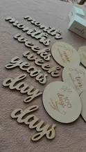 Tarjeta de hito del mes del bebé de madera, hito de cumpleaños del mes de nacimiento recién nacido, mordedor de madera, accesorios de fotografía para niños, juguete