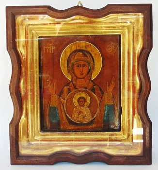 

Icon of the Mother of God sign icon: Wood, levcas, temper, size 23x26 cm.