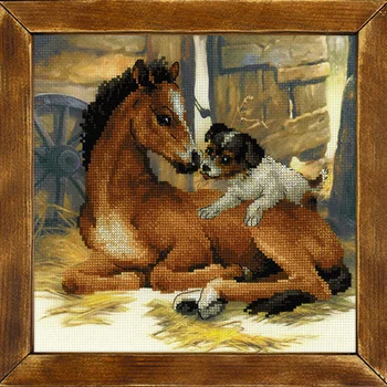 

Рт-0052 partial embroidery Riolis 'Foal and puppy ', 30*30 cm