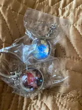 Llavero con diseño de galaxia y Planeta, cadena con colgante de doble cara con diseño de bola de cristal y sistema Solar a la moda, joyería universo