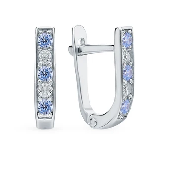 

Silver earrings with cubic zirconia sunlight sample 925 test