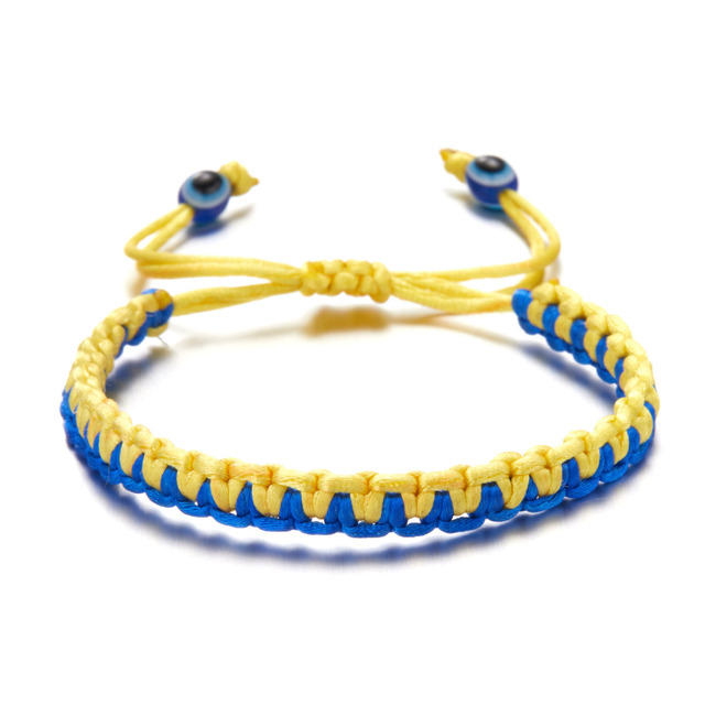 Trendy Ukraine National Flag Bracelets Handmade Natural Stone Beads Bracelet Yellow Blue Ukrainian Flag Patriotism Pride