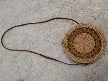 Gusure-Bolso de mimbre tejido para mujer, bandoleras cruzadas hechas a mano de verano para la playa, pequeñas, de hombro redondo de paja