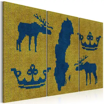 

Picture-world map: sweater with Swedes reasons (Triptych)-60x40 cm