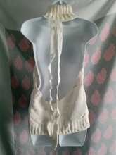 Suéter de cuello alto sin mangas para mujer, suéter largo de cuello alto, virgen Killer, japonés, de punto, Sexy, con espalda descubierta, novedad de verano 2021