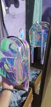 PVC transparente claro las mujeres mochila bolso Ita Harajuku bolso de escuela para chicas adolescentes mochila Kawaii mochila holográfica mochila