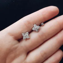 1PC de cristal de CZ hélice pendientes espárragos oído Piercing 316l Acero quirúrgico pendiente de cartílago 16G Tragus Piercing para mujeres Punk