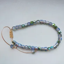 Pulsera con cuentas de cristal para mujer, longitud ajustable, 1 Uds., joyería hecha a mano