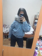 Short Coat Denim Jacket Elexs Korean Big-Fur-Collar Velvet Female Thick Student Winter