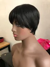 Tinashe belleza Bob corto peluca con flequillo corte Pixie brasileño pelucas de cabello humano Remy máquina barato rojo marrón pelucas para mujeres