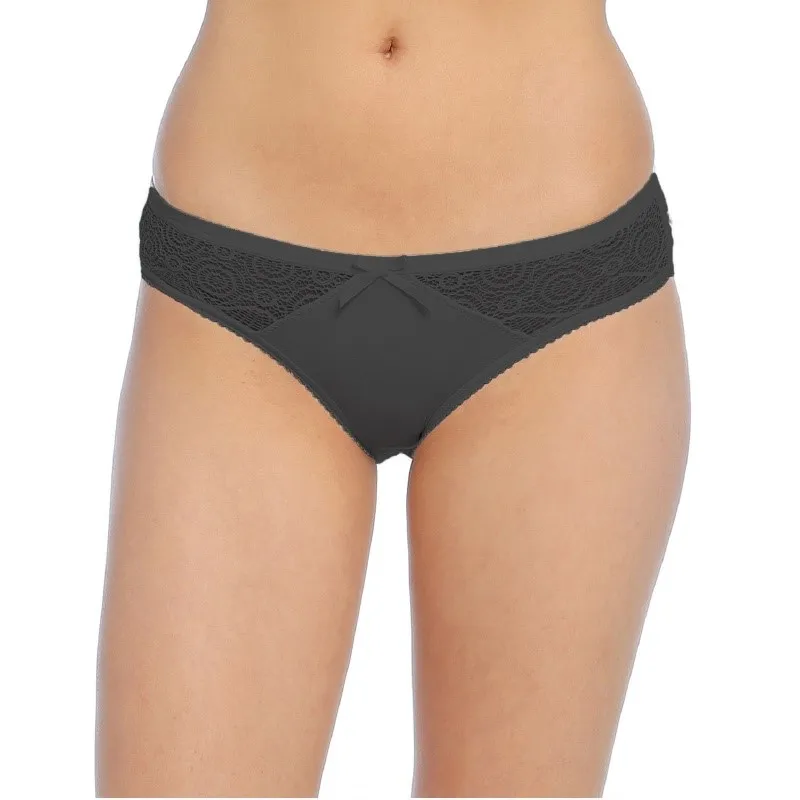 Focuswear-7 адет-önü geometrik dantelli kadın külot - Цвет: Черный