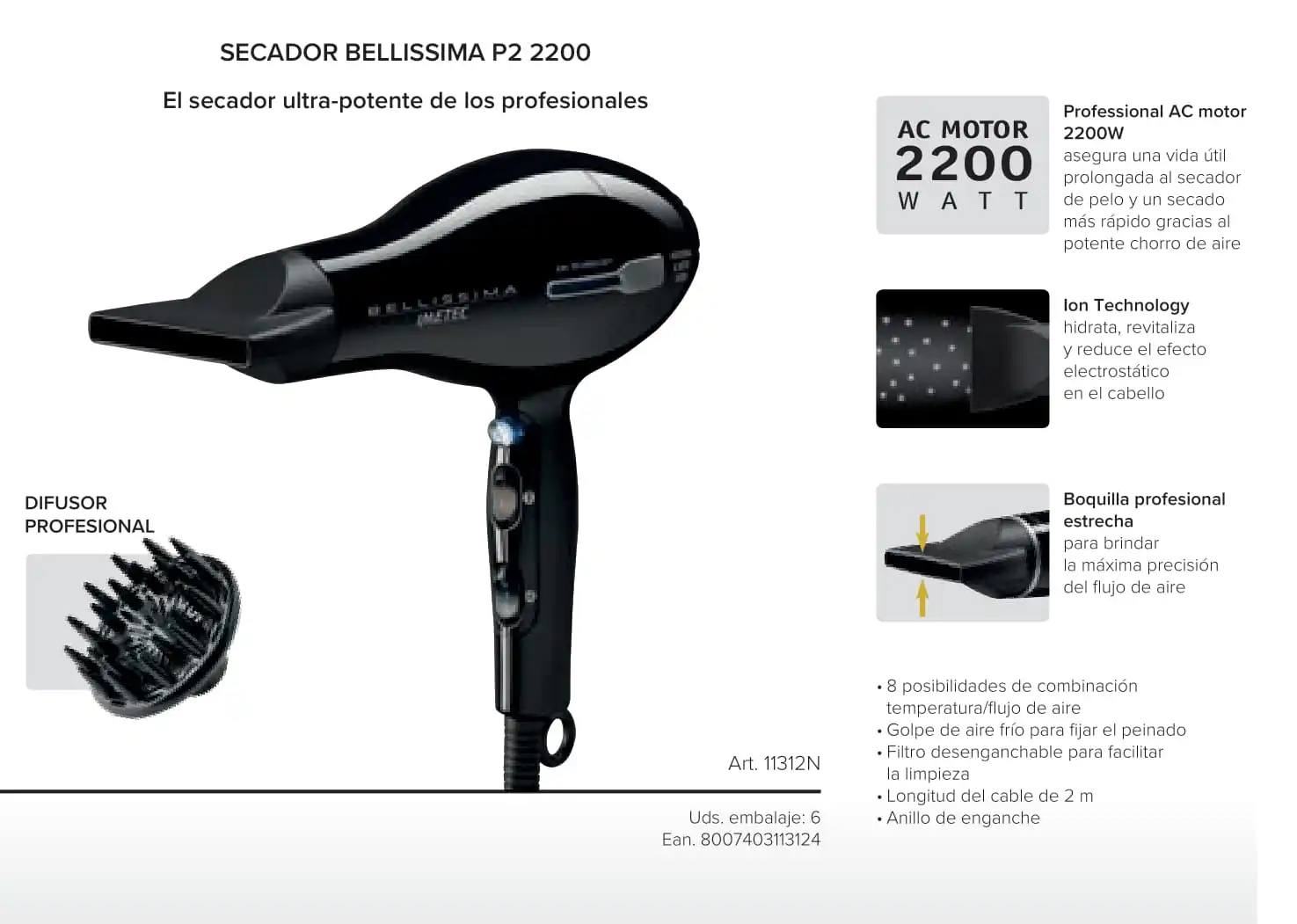 Bellissima Professional Hair Dryer P2 2200 Power 2200W professional Motor  CA Long life Technology, Salon Hair Dryer| | - AliExpress