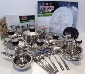

AMC BATTERIA PENTOLE PADELLE INDUZIONE ANTIADERENTE ACCIAIO INOX 23 PEZZI CUCINA