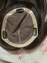 Addbeauty-Peluca de encaje tupé de poliuretano para mujer, extensión de cabello liso humano Remy, color negro Natural, doble nudo duradero