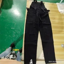 Hombre Denim Jeans de moda de los hombres de la primavera de 2021 otoño mono, mono pantalones con pechera pantalones Casuales