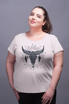 

Angemiel Wear Bull Head White Women Cotton Large Size T-Shirt