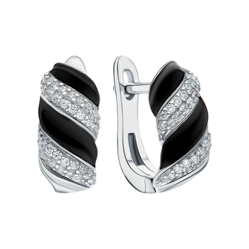 

Silver earrings with cubic zirconia and enamel sunlight sample 925