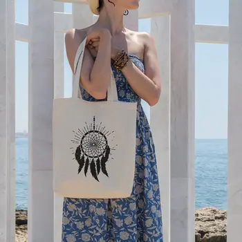 

Angemiel Bag Bird Feather Wreath Pattern Shopping Beach Tote Bag