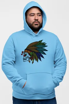

Angemiel Wear Feather Indian Skull And Crossbones Blue Men 'S Hooded Sweatshirt