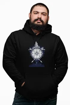 

Angemiel Wear Cosmic Compass Mountain And Stars Black Male Hooded Sweatshirt