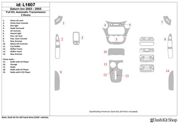 

Interior lining for Saturn Ion 2003-2005. Set L1607.