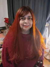 LOUIS FERR-pelucas sintéticas de pelo largo ondulado para mujeres negras, ombré, vino tinto, con flequillo, pelo resistente al calor, estilo africano y americano